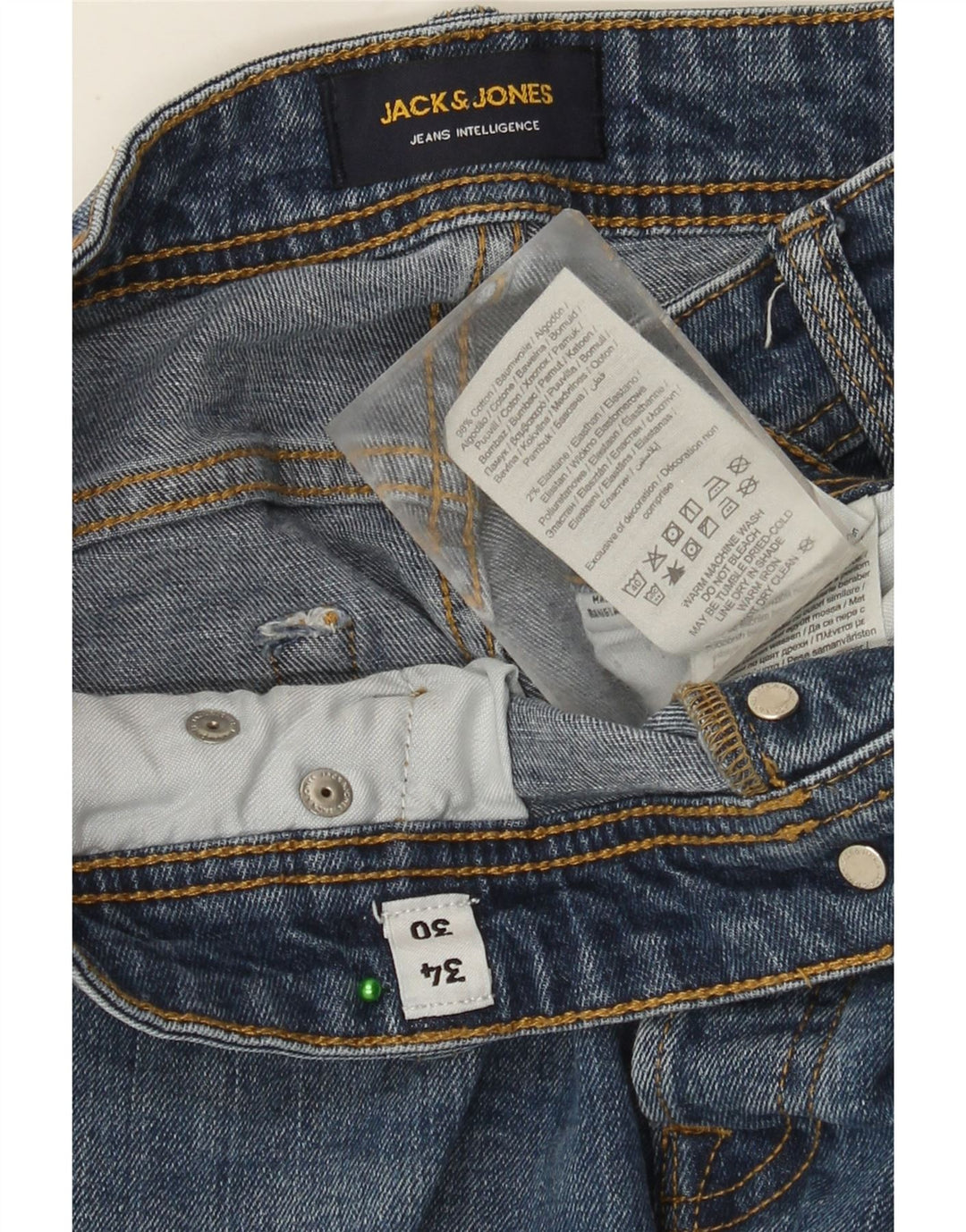 JACK & JONES Vaqueros ajustados para hombre W34 L30 Algodón azul