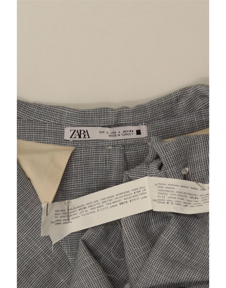 Zara Chaqueta tipo blazer de 2 botones para hombre Reino Unido 40 Poliéster de pata de gallo gris grande