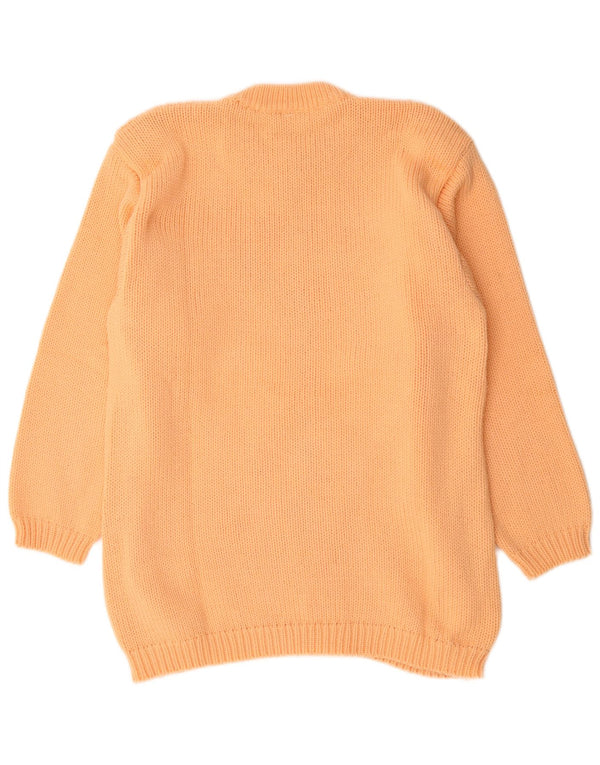 Vintage mujer cuello redondo jersey suéter Reino Unido 20 2XL naranja floral