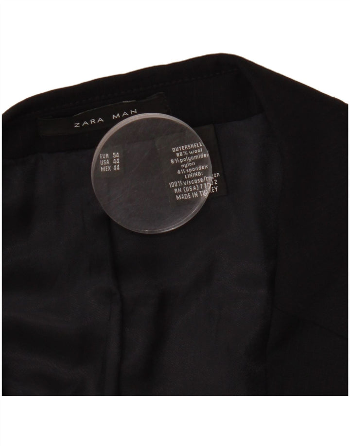 ZARA Chaqueta Blazer De 2 Botones Para Hombre EU 54 XL Lana Azul Marino