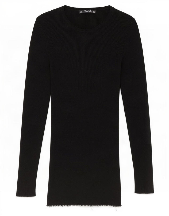 Zara Mujer Top Manga Larga UK 42 Mediano Negro Moteado