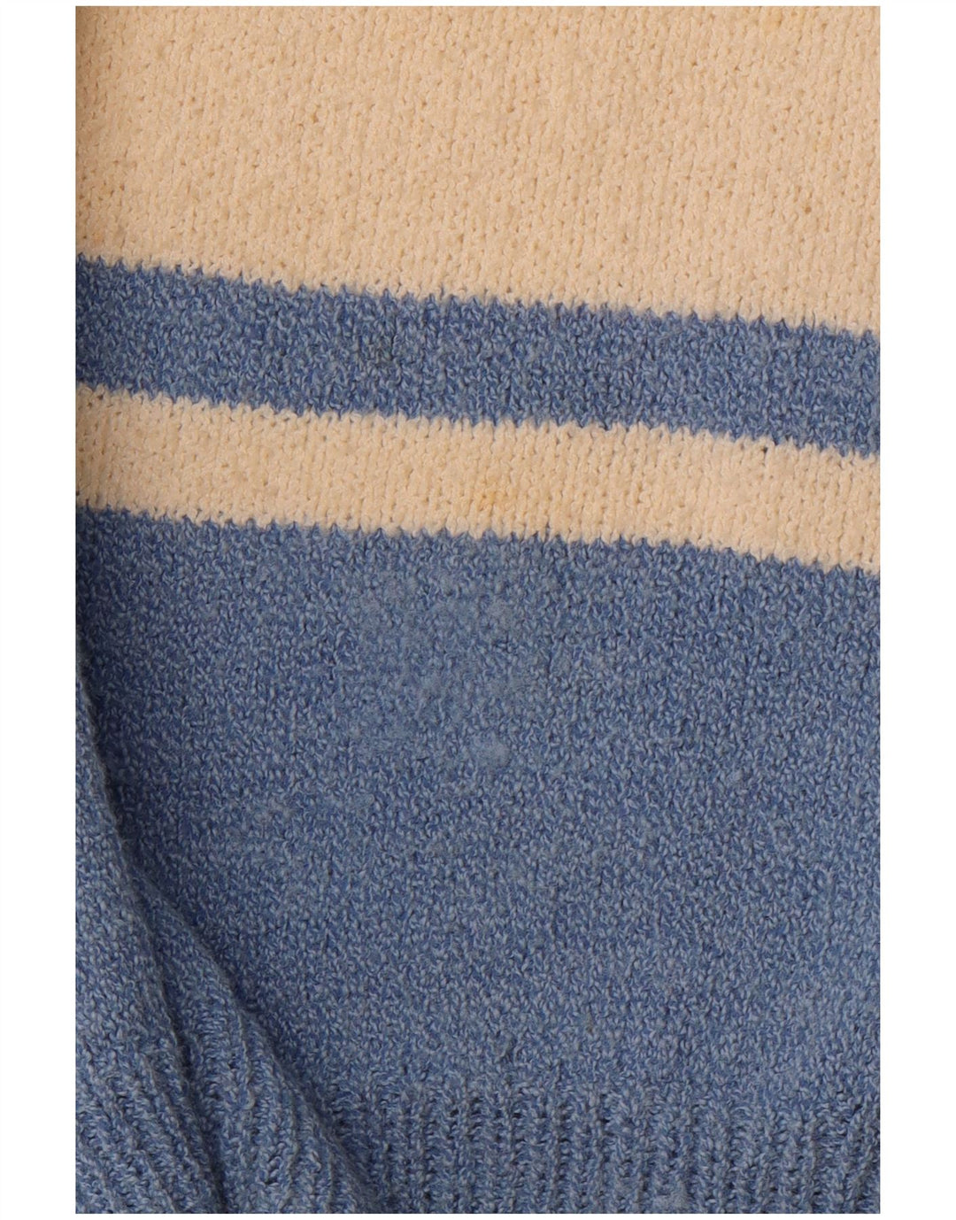 VINTAGE Suéter tipo jersey con cuello en V para hombre Bloque de color azul grande