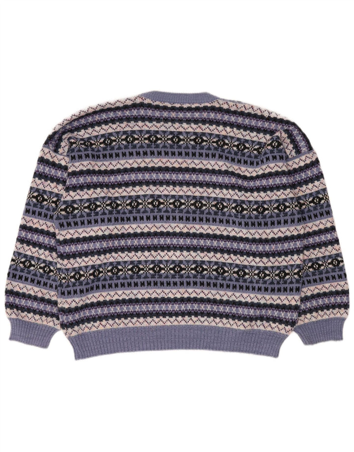 Vintage mujer cuello redondo jersey suéter Reino Unido 18 XL multicolor Fair Isle