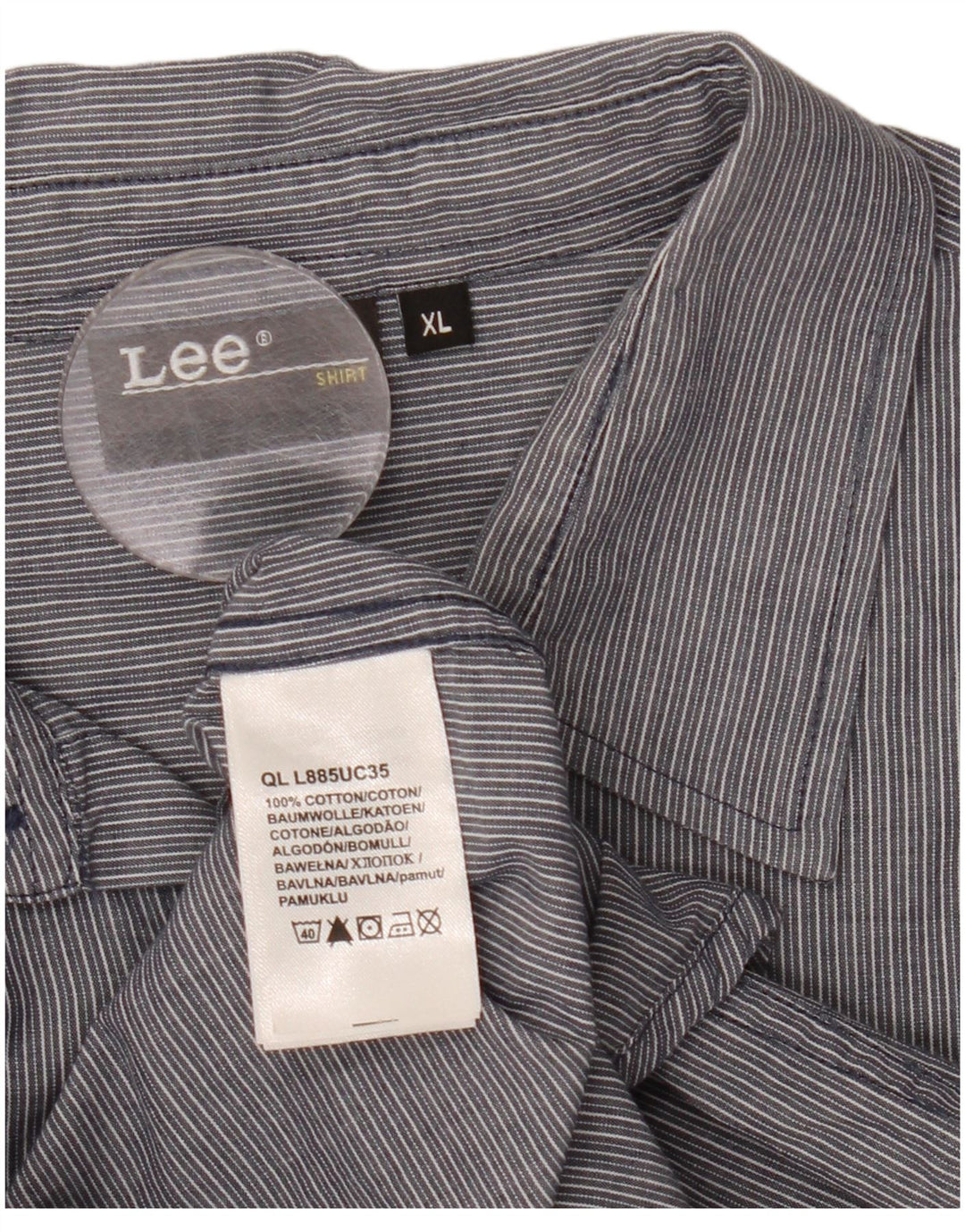 Camisa Lee Hombre XL Algodón Gris Rayas Pintadas