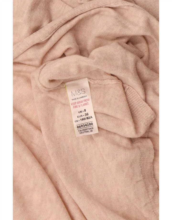 Marks & Spencer Suéter tipo cárdigan abierto para mujer UK 8 Small Beige Poliamida