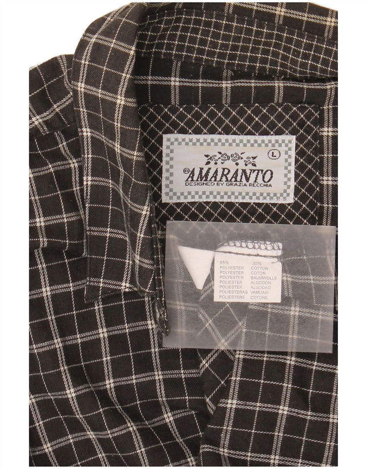 Amaranto Camisa de franela para mujer UK 46 Large Black Check Poliéster