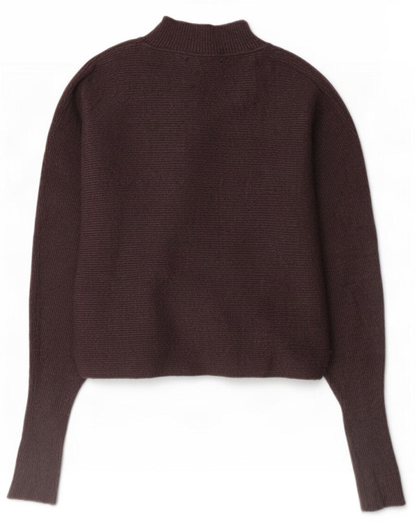 Zara Mujer Crop Turtle Neck Jumper Sweater UK 10 Small Gris Viscosa