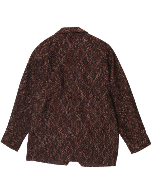 Vintage mujer chaqueta blazer de doble pecho Reino Unido 16 estampado animal marrón grande