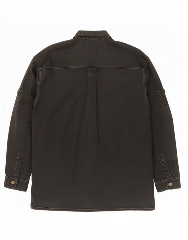 Camisa militar vintage para hombre XL Algodón negro