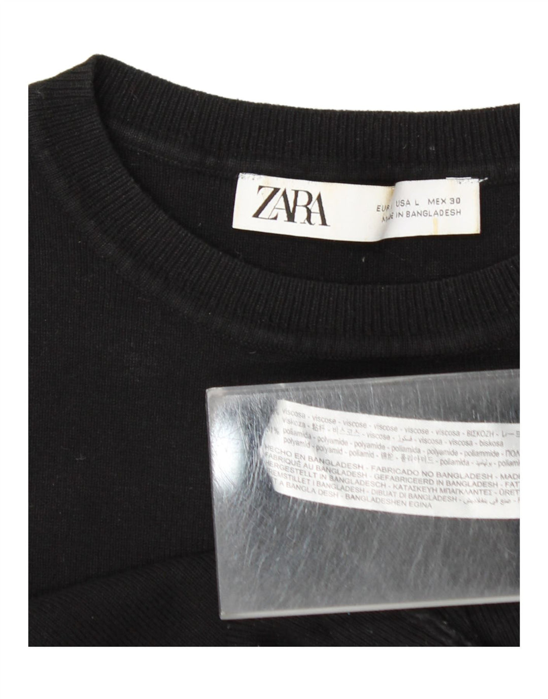 Zara Mujer Crop Vest Top UK 44 Large Viscosa Negra