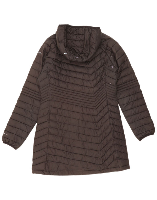 Columbia Abrigo acolchado con capucha para mujer UK 44 Poliéster negro mediano