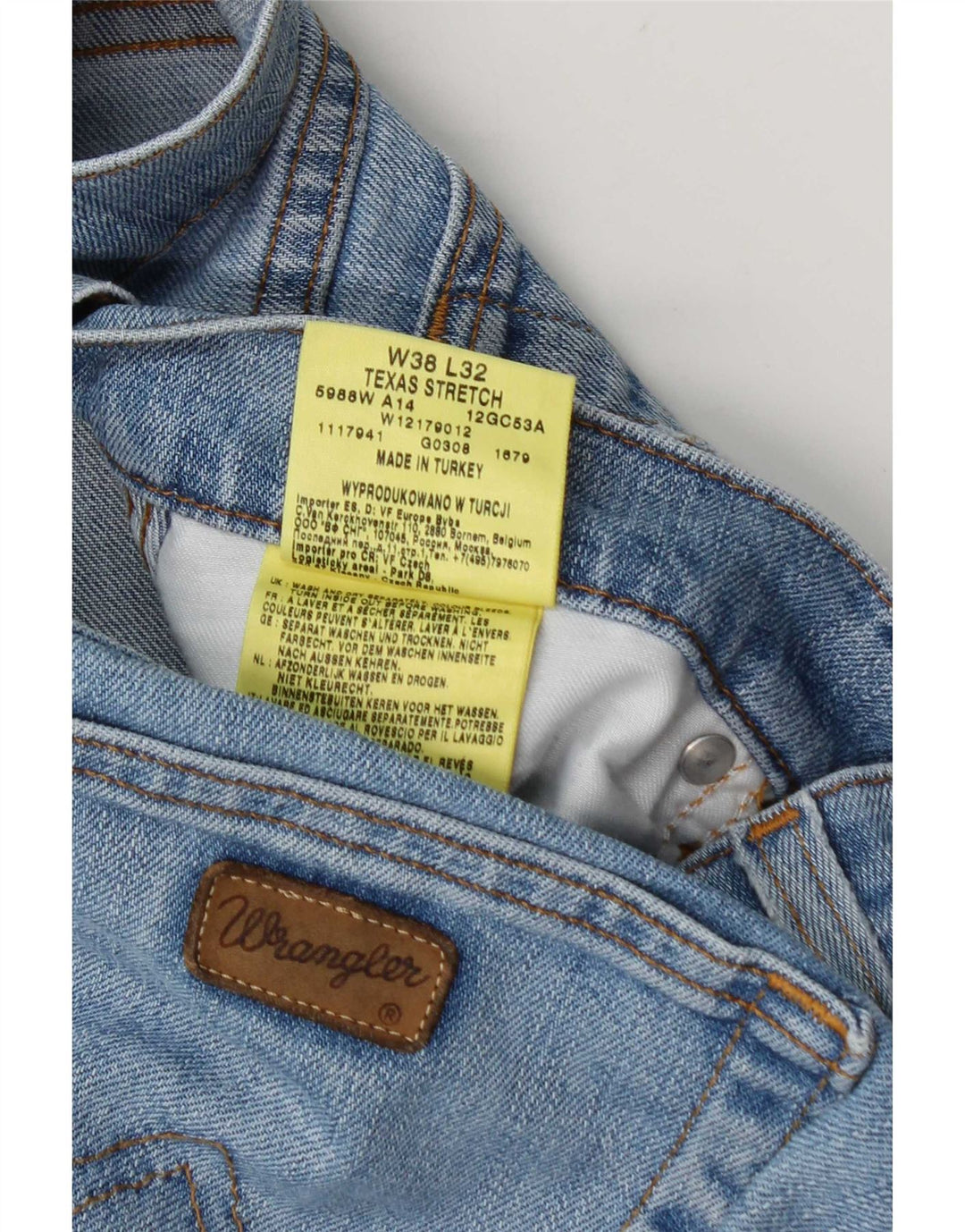 Wrangler Vaqueros rectos elásticos Texas para hombre W38 L32 Algodón azul