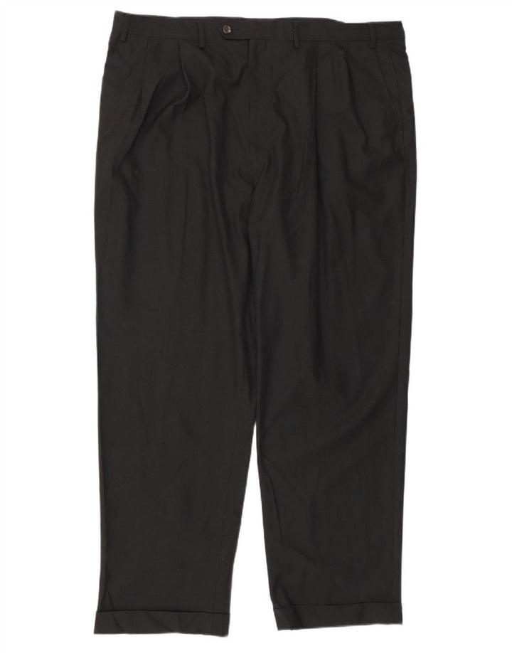 Pantalones de traje con pinzas para hombre Izod W42 L32 Poliéster negro