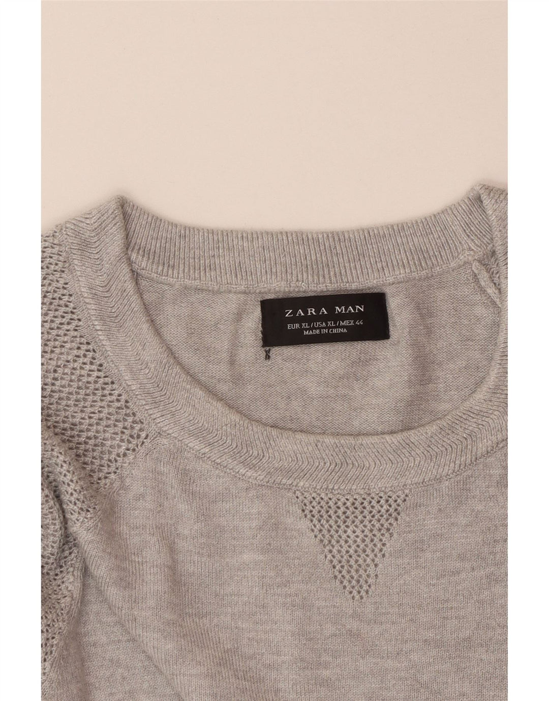 ZARA Hombre Jersey Jersey Manga Corta Cuello Redondo XL Gris