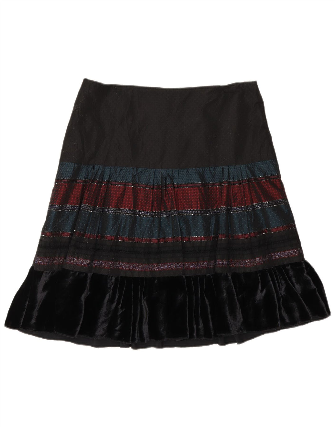 Benetton Falda Acampanada W30 Mediana Negro A Rayas