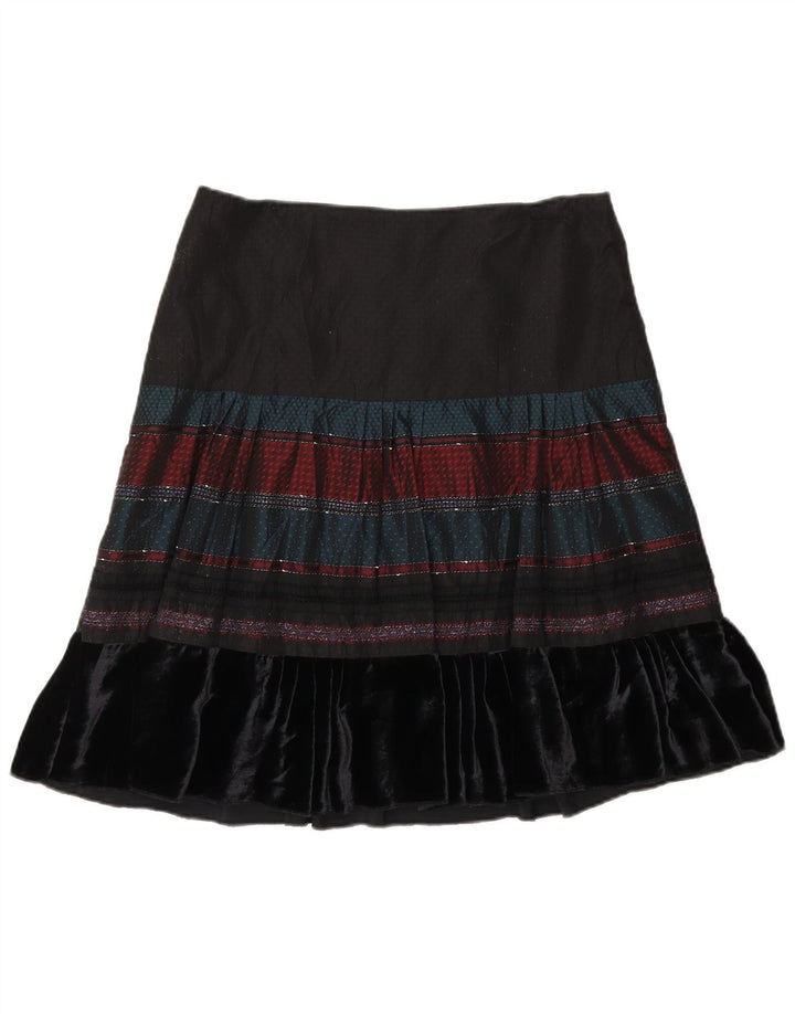 Benetton Falda Acampanada W30 Mediana Negro A Rayas