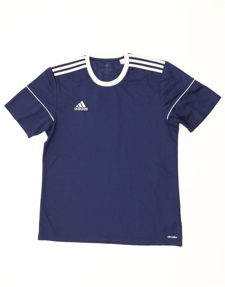 Adidas Hombre Climalite Camiseta Top Grande Azul Marino Colorblock Poliéster