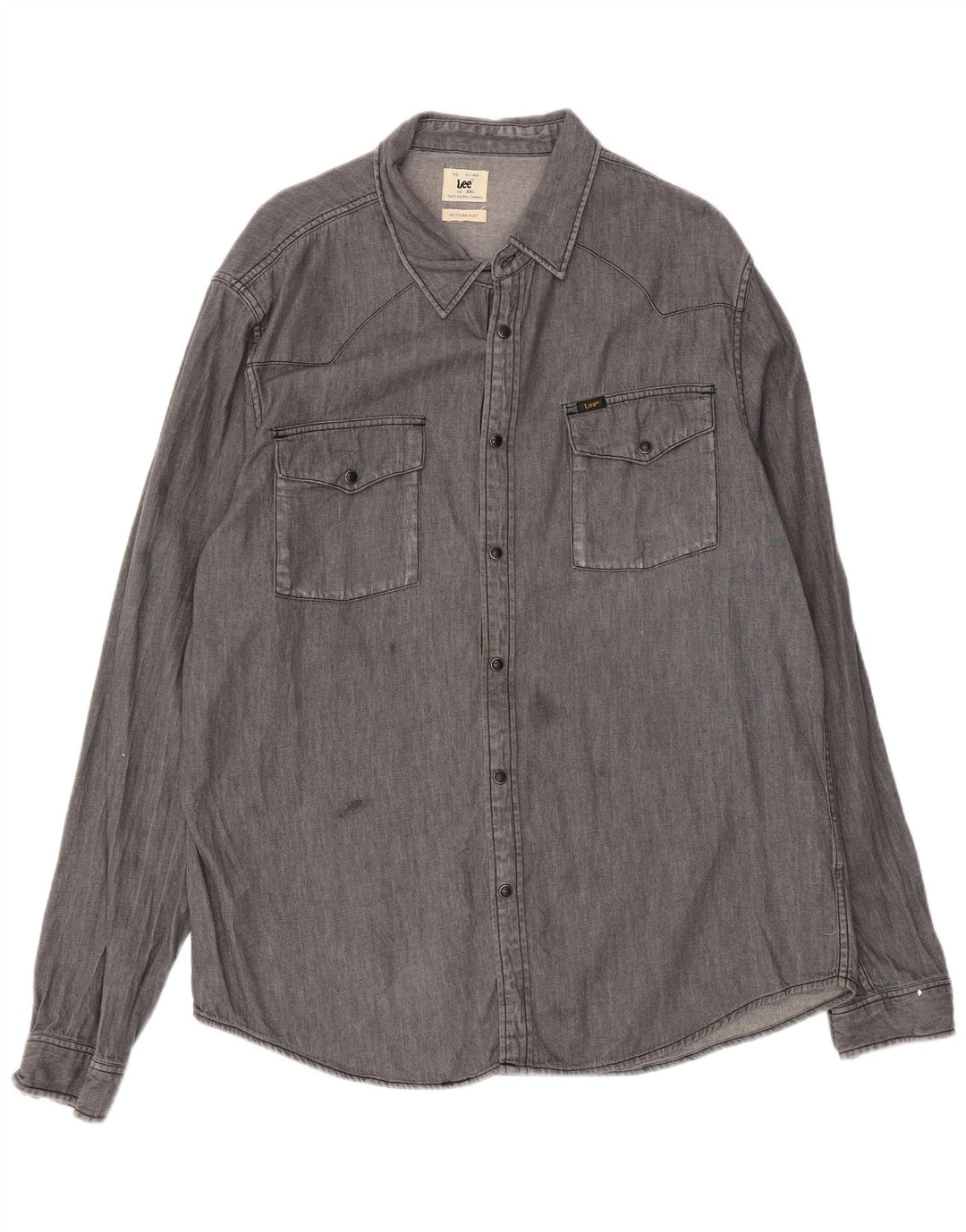 Lee - Camisa vaquera utilitaria para hombre, talla 2XL, algodón gris