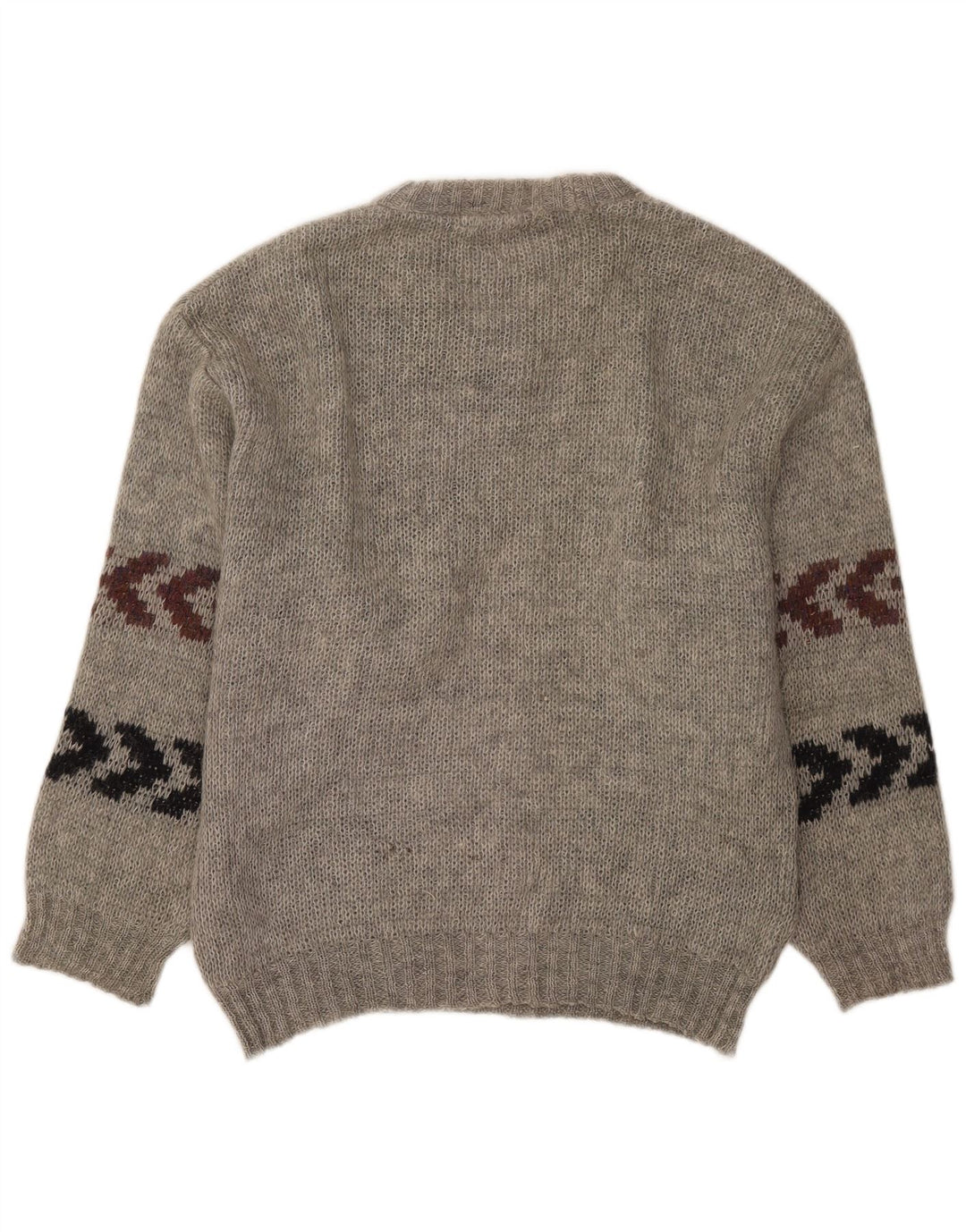 Vintage hombres cuello redondo jersey suéter tamaño 40 gris medio rayas