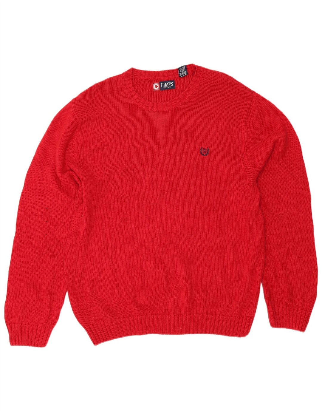 Chaps - Jersey de cuello redondo para hombre, talla grande, algodón rojo