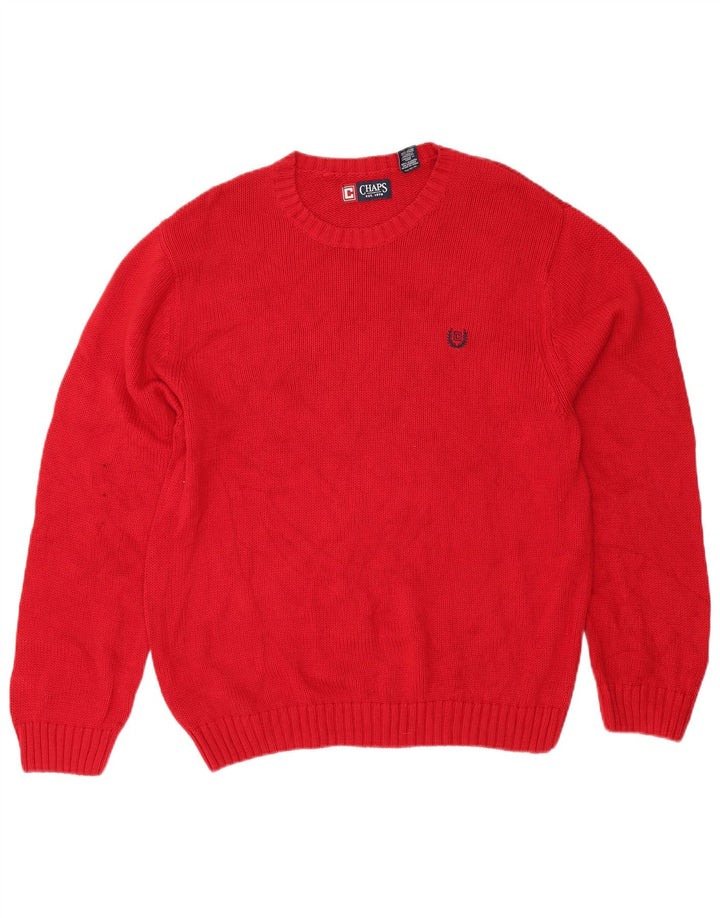 Chaps - Jersey de cuello redondo para hombre, talla grande, algodón rojo