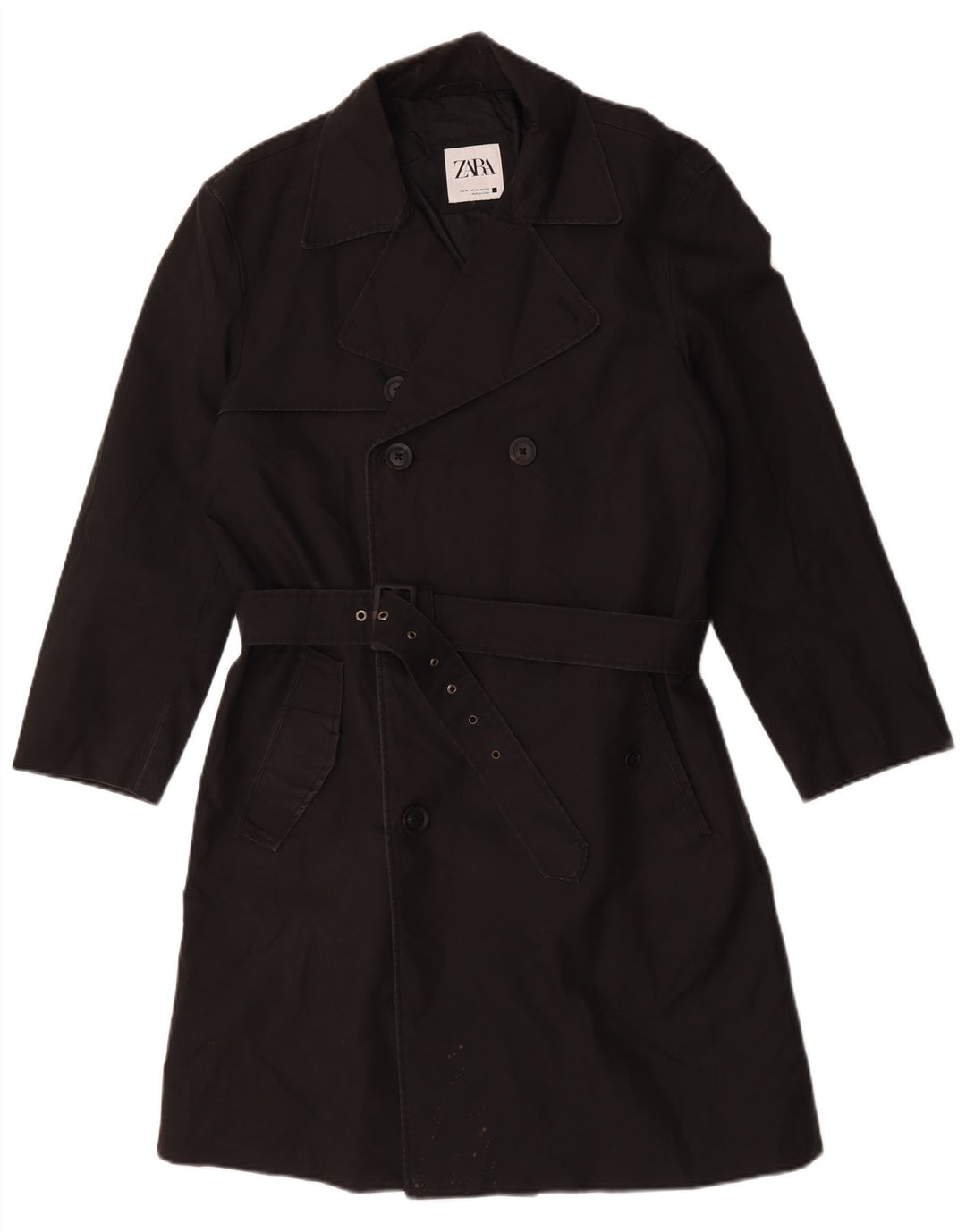 Zara Hombre Gabardina ES 38 Mediano Negro Poliéster