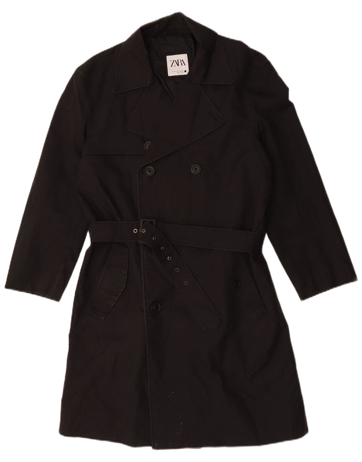 Zara Hombre Gabardina ES 38 Mediano Negro Poliéster