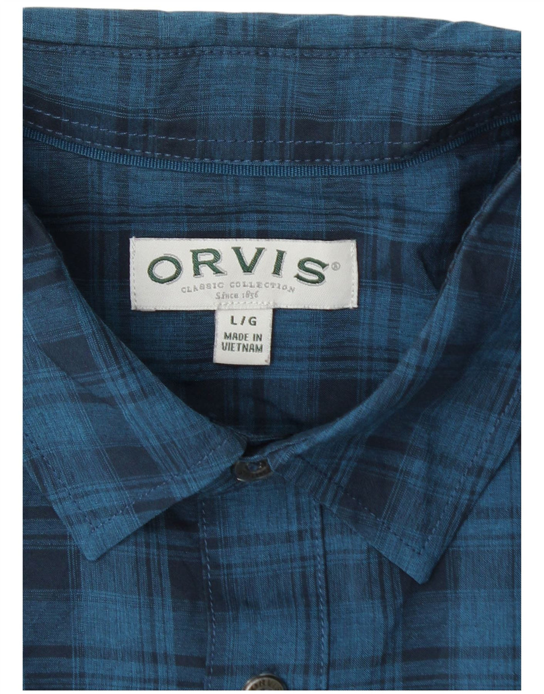 Orvis Camisa De Manga Corta Para Hombre Poliéster A Cuadros Azul Grande