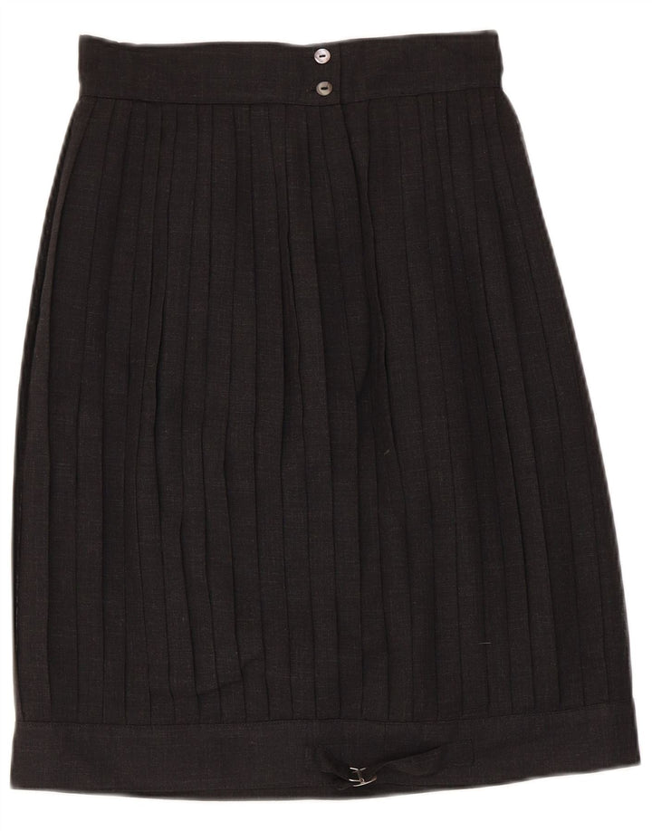 Falda plisada vintage para mujer IT 42 Mediana W26 Negro