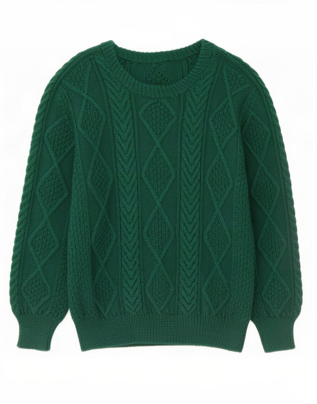 Vintage hombres cuello redondo jersey suéter medio verde