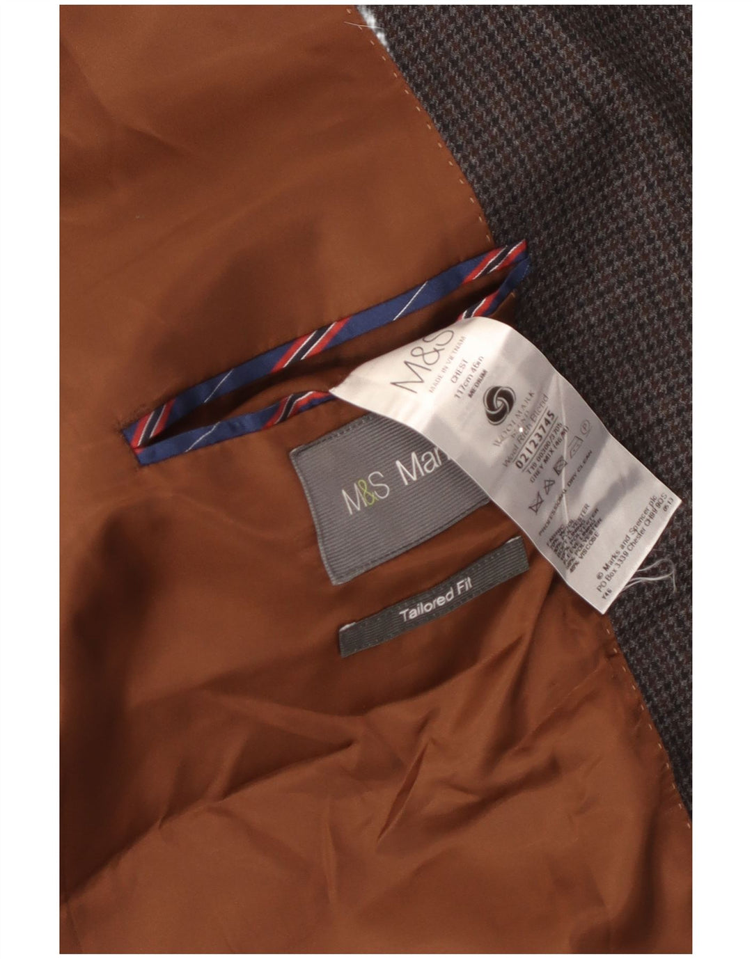 Marks & Spencer Chaqueta tipo blazer entallada para hombre UK 46 3XL Gris pata de gallo