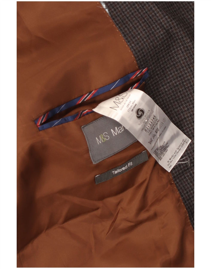 Marks & Spencer Chaqueta tipo blazer entallada para hombre UK 46 3XL Gris pata de gallo