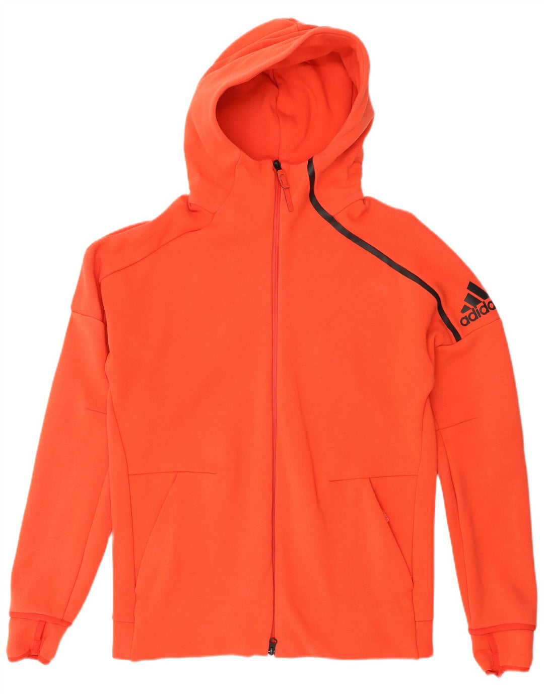 Adidas - Sudadera con capucha y cremallera gráfica para hombre, color rojo mediano