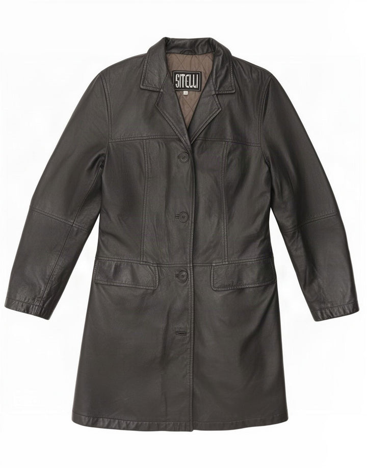 Sitelli Abrigo de cuero para mujer IT 42 Medium Black