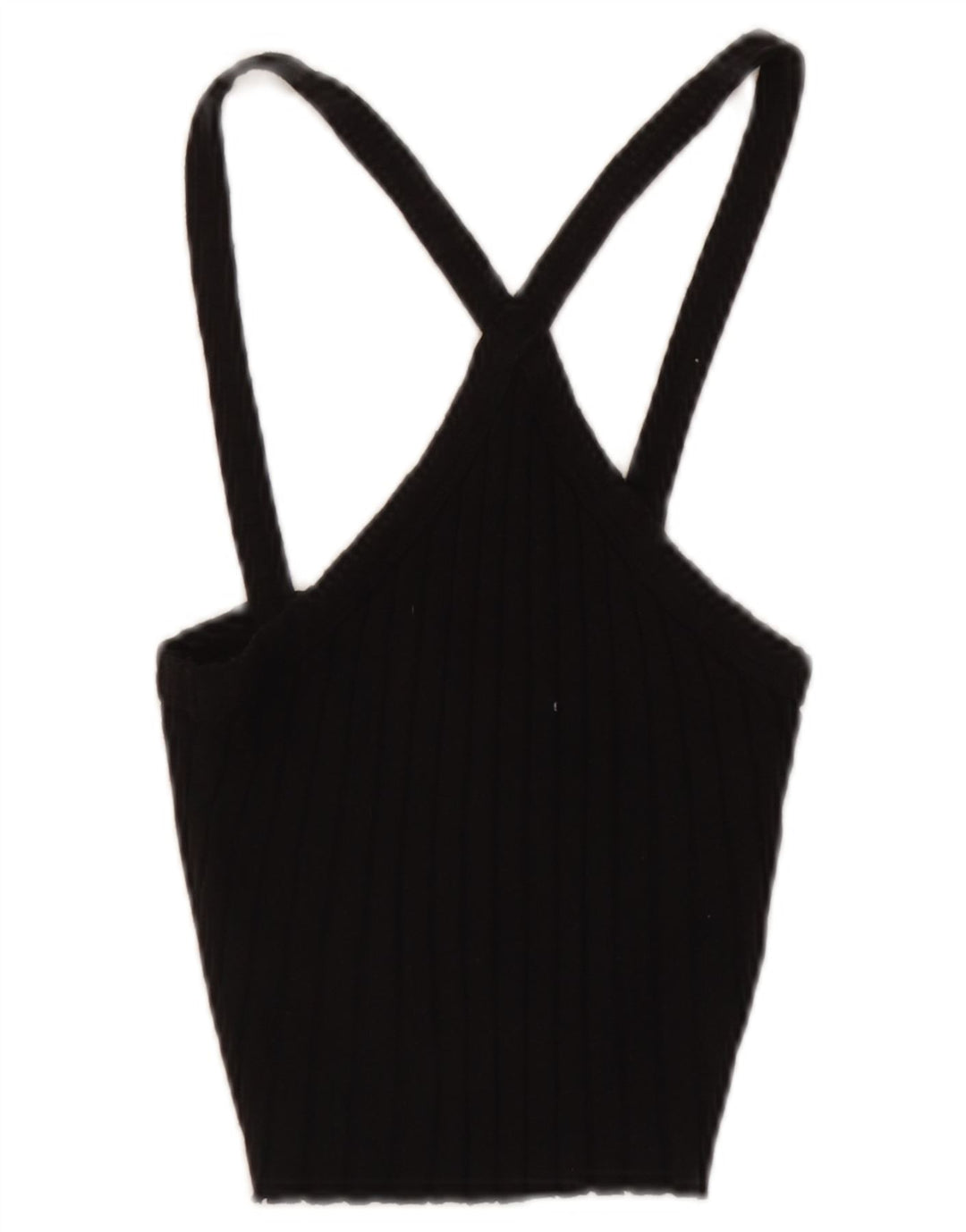 Zara Mujer Crop Halter Top UK 8 Small Algodón Negro