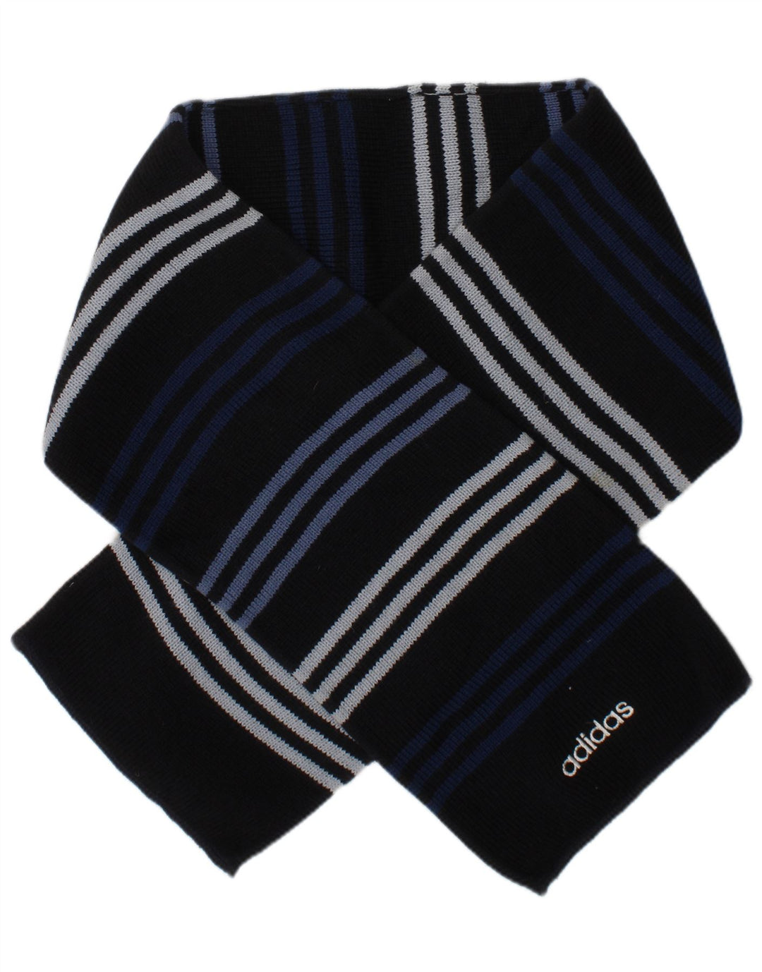 ADIDAS Boys Rectangle Scarf One Size Black Striped Acrylic