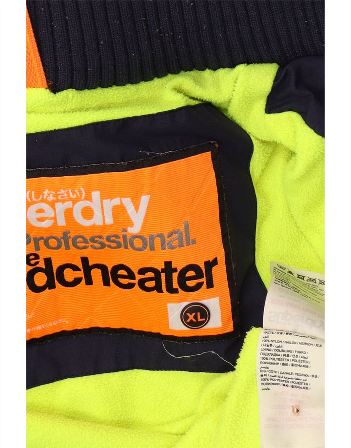SUPERDRY Chaqueta impermeable con capucha The Windcheater para hombre UK 42 XL Nylon azul marino