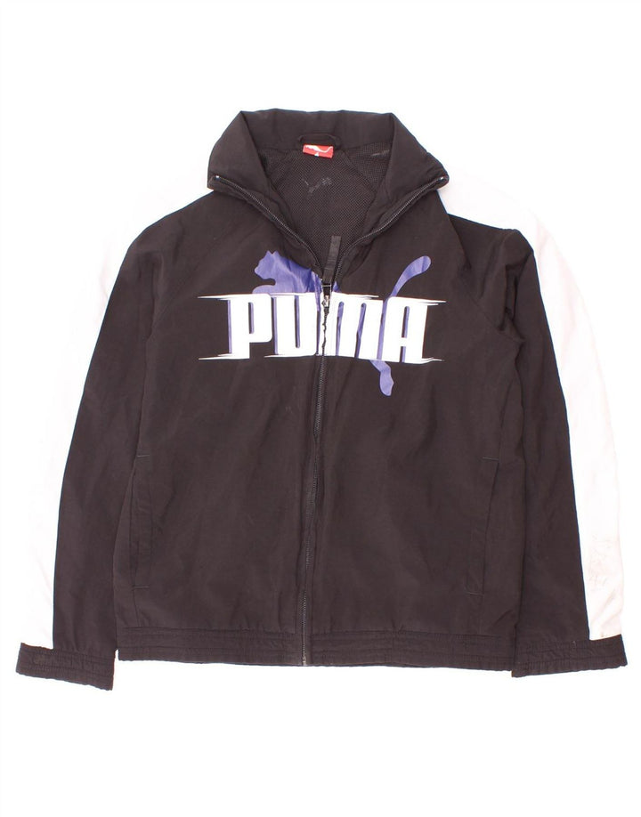 Puma Chaqueta de chándal con gráfico gráfico para niños 9-10 años Bloque de Color Negro