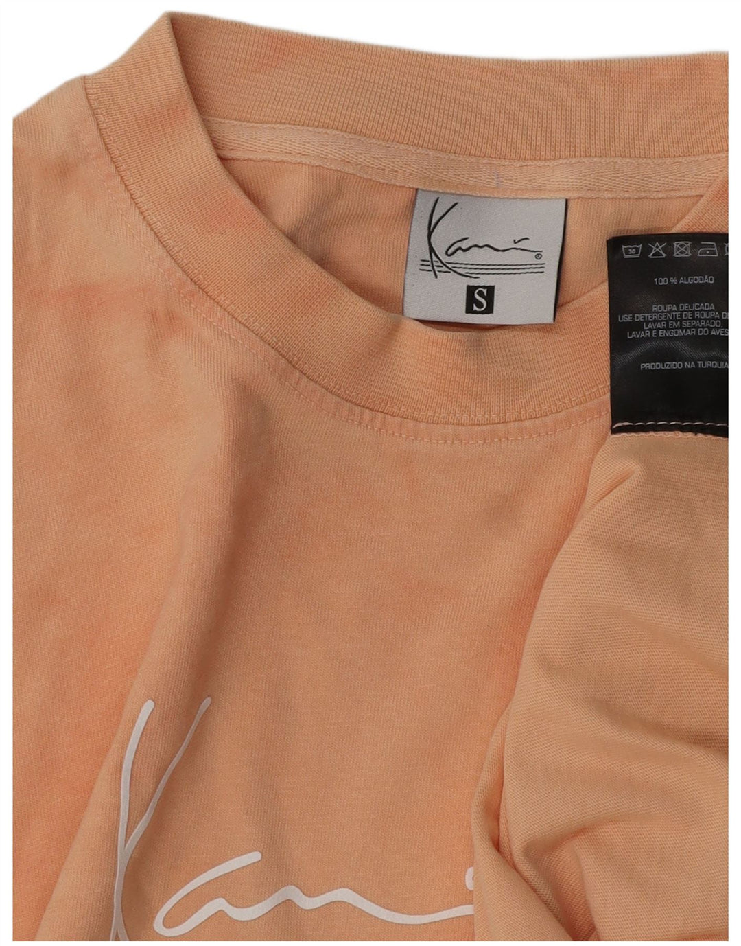 KARL KANI Camiseta gráfica para hombre Top pequeño de algodón teñido anudado rosa