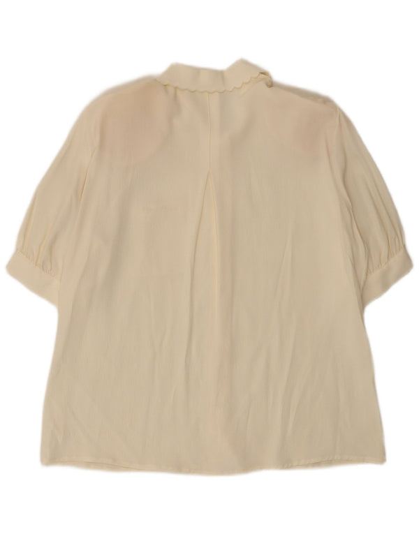 Vintage mujer 3/4 manga camisa blusa Reino Unido 16 grande blanco apagado