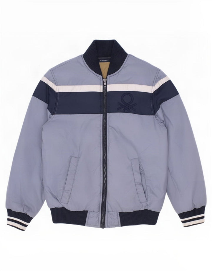 Benetton Chaqueta Acolchada Con Estampado De Niños 7-8 Años Azul Medio Colorblock