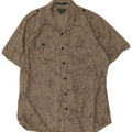 Eddie Bauer Camisa de corte clásico con estampado abstracto para hombre, tamaño grande, algodón beige