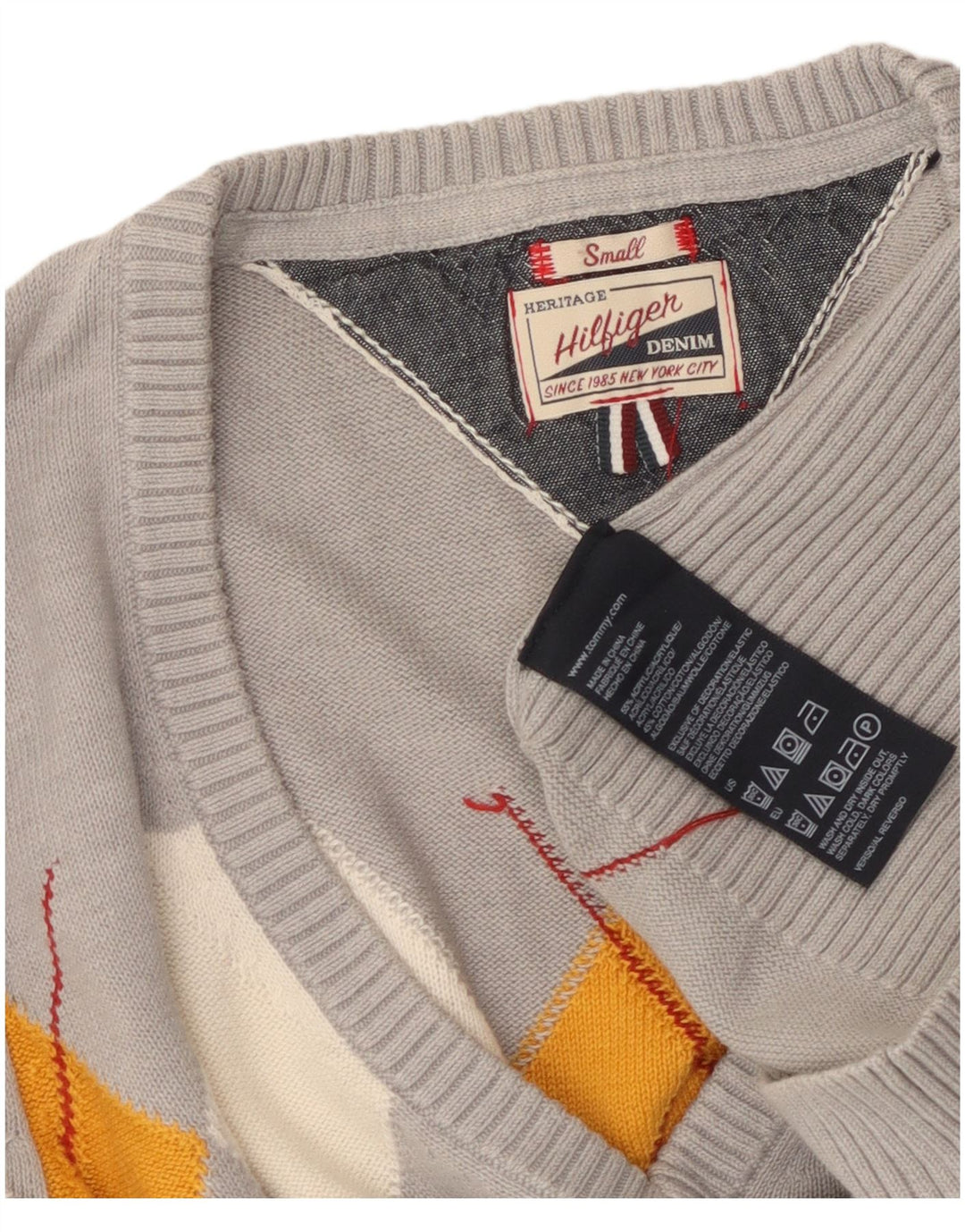 Tommy Hilfiger Suéter Heritage con Cuello en V para Mujer UK 10 Small Gris
