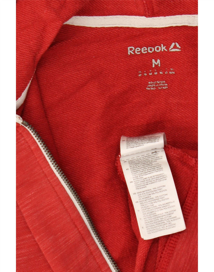 Reebok - Sudadera con capucha y cremallera gráfica para hombre, color rojo medio, algodón