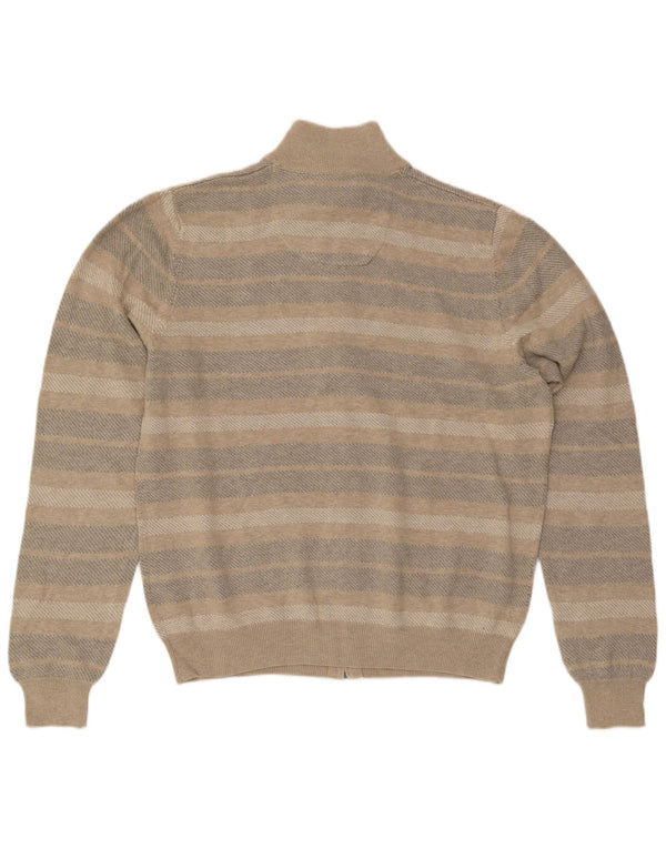Marks & Spencer Suéter tipo cárdigan de corte regular para hombre, color beige medio, a rayas