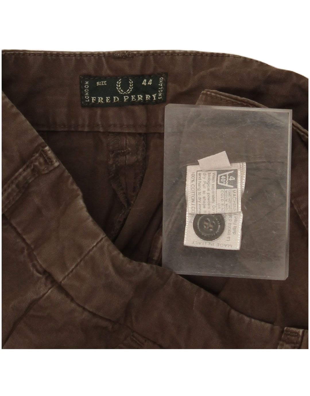 FRED PERRY Pantalones cortos chinos para mujer IT 44 Medium W29 Algodón marrón