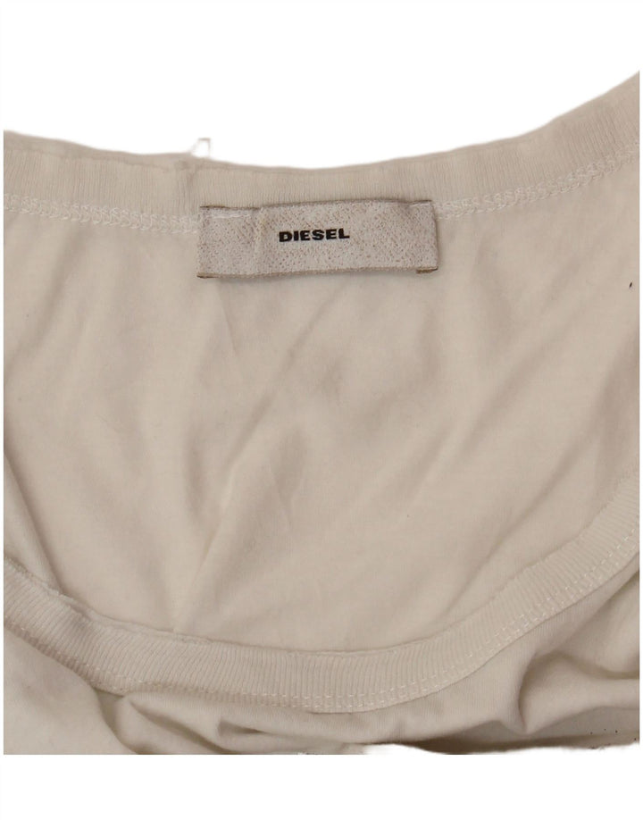 DIESEL Top sin mangas gráfico para mujer UK 10 Small White