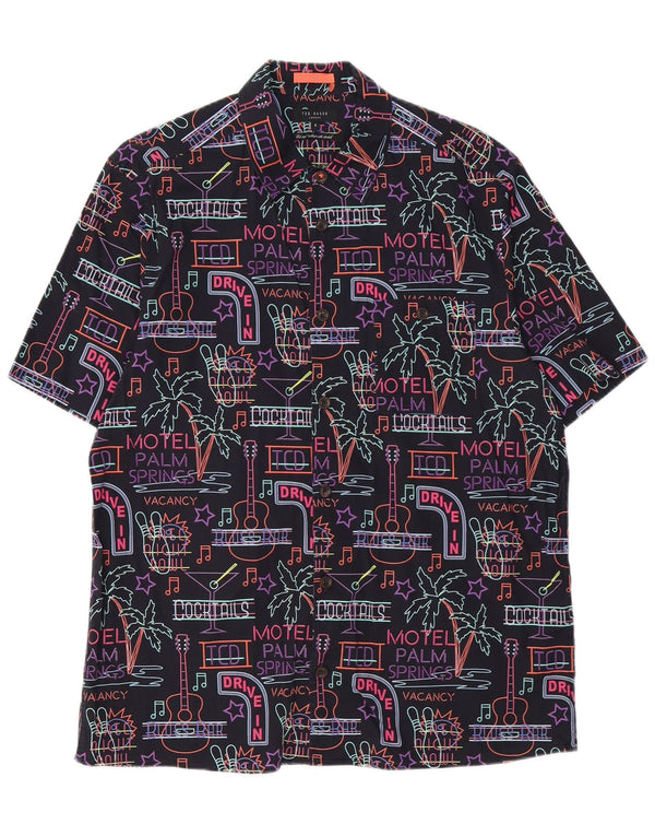 Ted Baker Camisa gráfica de manga corta para hombre Talla 5 XL Multicolor hawaiana