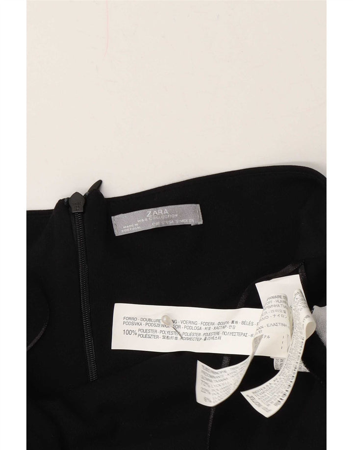 Zara Vestido Sin Tirantes Para Mujer UK 8 Small Poliéster Negro