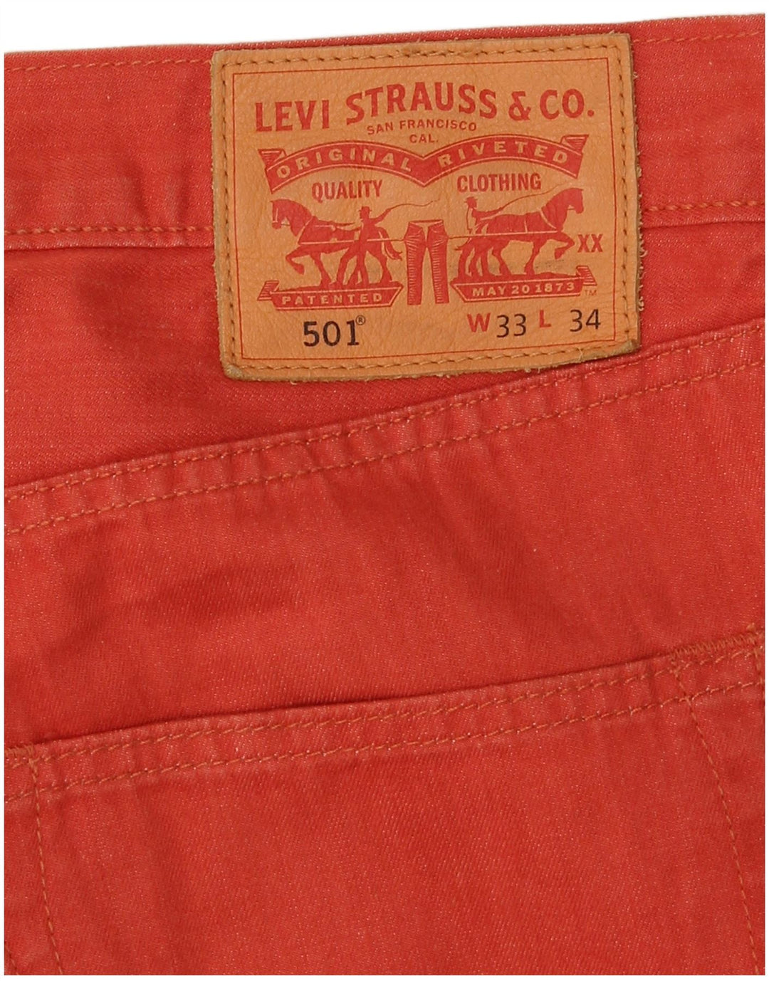 Levi's Jeans rectos 501 para hombre W33 L34 Algodón rojo